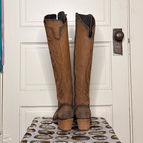 Brown Leather over the Knee lace up Liberty Black Boots - Picture 4 of 7